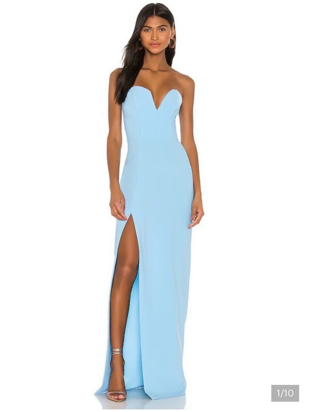 Revolve Amanda Uprichard Light Blue Spaghetti Strap Maxi Dress